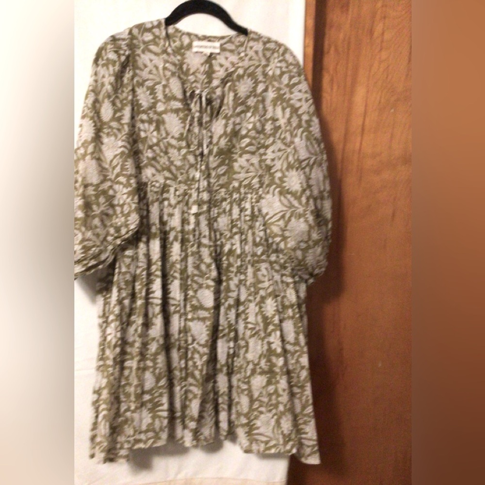 Daughters of India Olive Floral Mini Dress